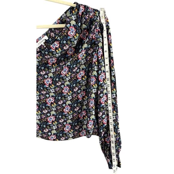 Frame One Shoulder Top Womens M Coastal Blue Multicolor Floral Boho Chic ASO - Picture 10 of 14